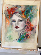 The path opens where you look - Mixed media oil painting on paper