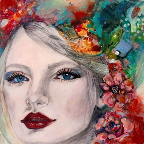 The path opens where you look - Mixed media oil painting on paper